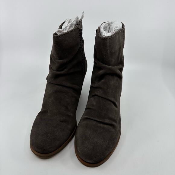 Diba Bailey Suede Ankle Bootie Wedge Heel Round Toe Ruched Gray Womens US7.5M - Picture 5 of 9